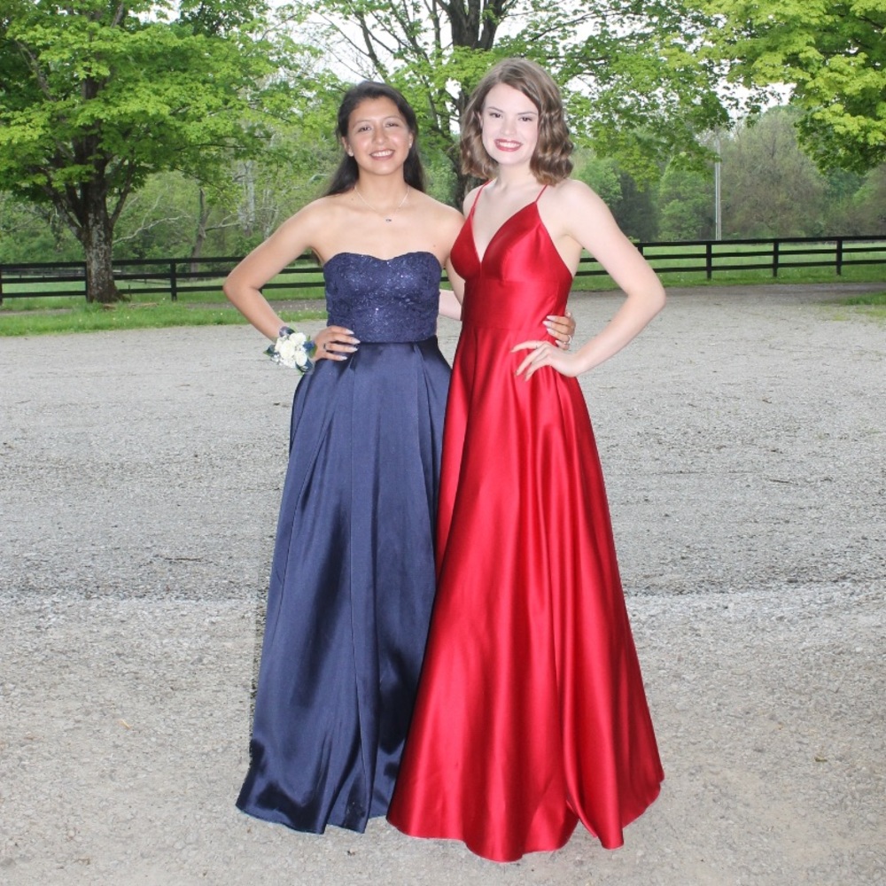Red silk prom dress